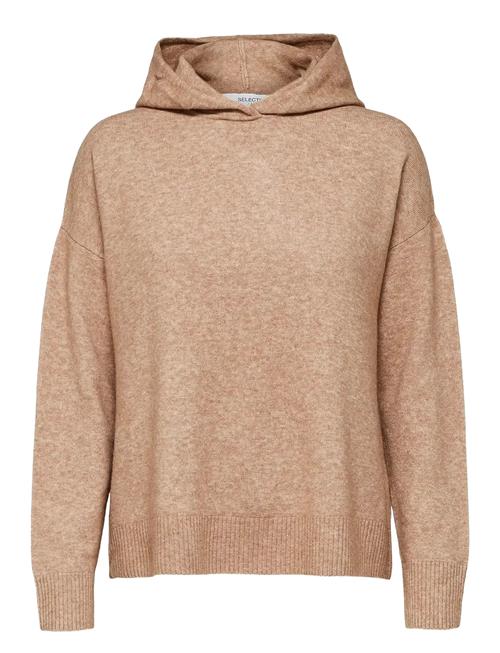 Slfnovah Ls Knit Hoodie B Selected Brown