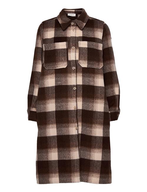 Helia Long Check Shirt NORR Brown