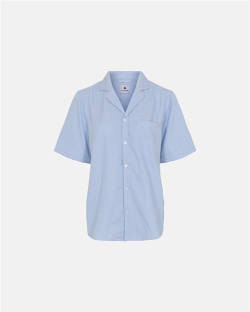 Kortærmet pyjamasskjorte | Bambusviskose | Blåstribet