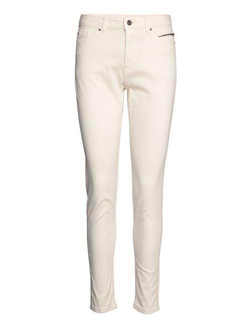 Se Esprit Casual Stretch Trousers With Zip Detail Esprit Casual Cream ved Booztlet