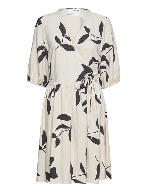 Selected Femme Slframi 2/4 Aop Short Wrap Dress B Selected Femme Cream