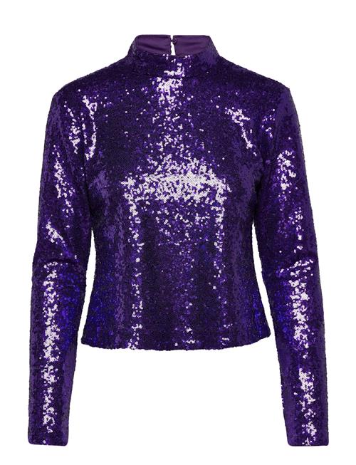 Slfsola Ls Sequins Top B Selected Purple