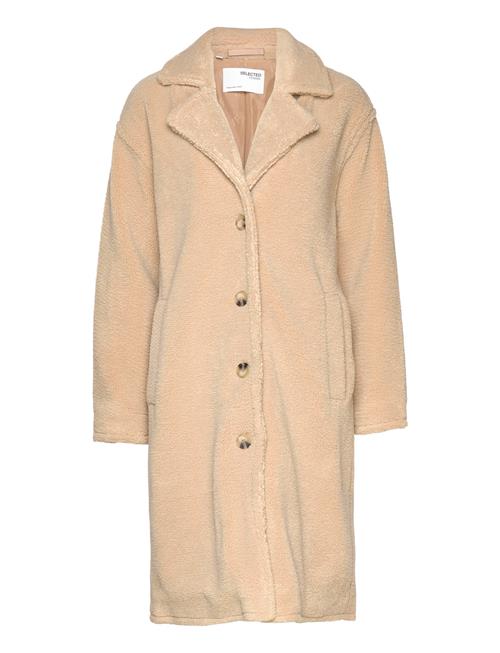 Slflana Teddy Coat B Selected Femme Beige