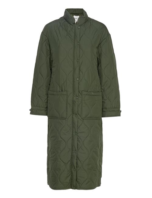 Objline Long Quilted Jacket Object Green