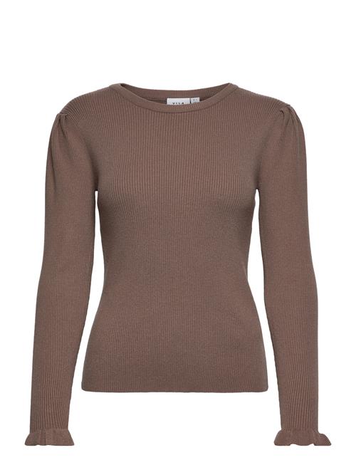 Se Vila Vicosy L/S Puff O-Neck Pullover Bf Vila Brown ved Booztlet