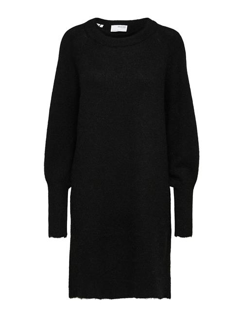 Slflulu Ls Knit Dress O-Neck B Noos Selected Black