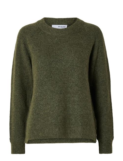 Se Selected Femme Slflulu Ls Knit O-Neck B Noos Selected Femme Khaki ved Booztlet