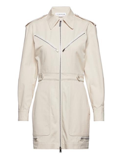 Victoria Beckham Zip Detail Utility Dress Victoria Beckham Cream