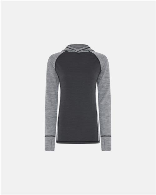 Langærmet t-shirt med hætte | 100  merino uld | Grå