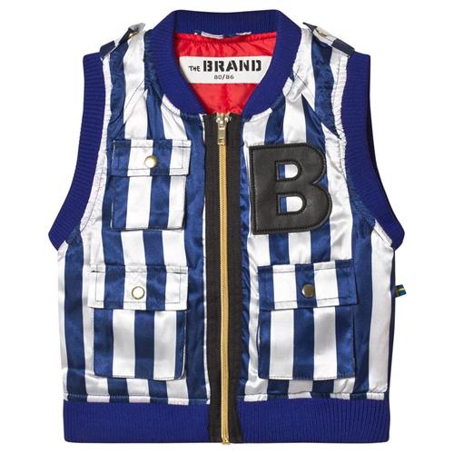 Se The BRAND Bomber Vest Blå/Hvid Stribet | Blå | 92/98 cm ved Babyshop