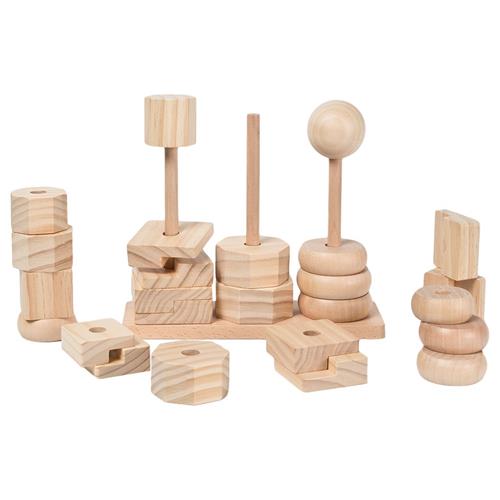 Wood Little Shapes Stak Legetøj | Beige | 2-4 years