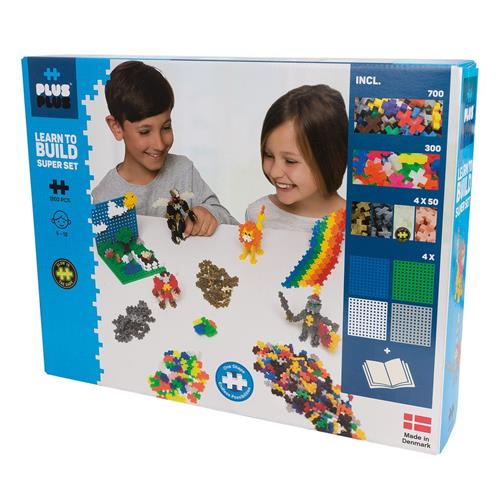 Plus-Plus 1200-Piece Plus-Plus® Basic Learn To Build Super Sæt | Blå | 6-10