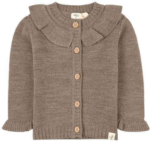 Little Jalo Flounce Strikket Cardigan Wood Brown | Brun | 80 cm