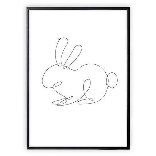 Se XO Posters Rabbit Lines Plakat | Sort | 0 ved Babyshop