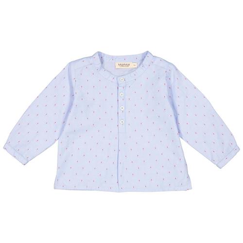 Se MarMar Copenhagen Totoro Polkaprikmønstret Bluse Blue Mist/Red Currant | Blå | 6 months ved Babyshop