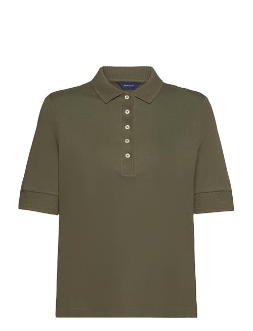 Se GANT Detail Collar Ss Polo Pique GANT Khaki ved Booztlet