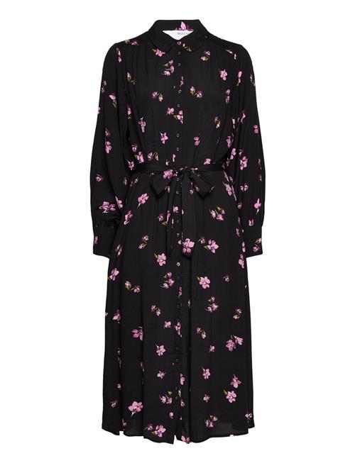Slfwalda Ls Aop Midi Dress Selected Black