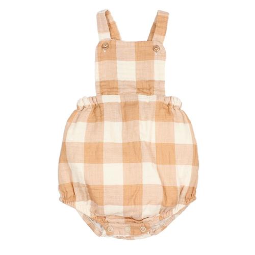 búho Gingham Romper Caramel | Brun | 6 months