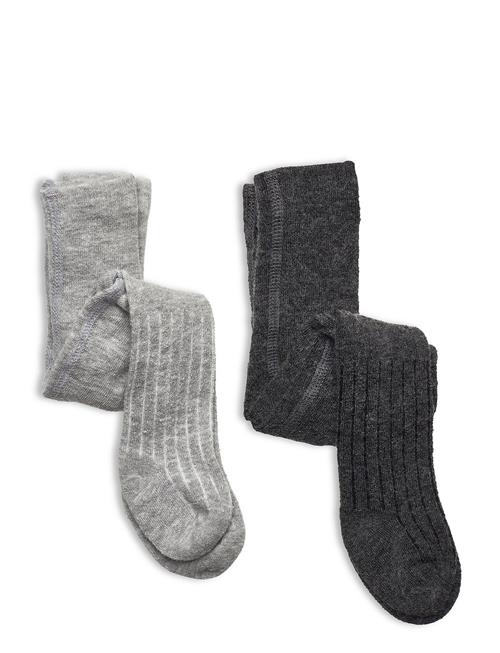 Minymo Wool Stocking - Rib 2-Pack Minymo Grey