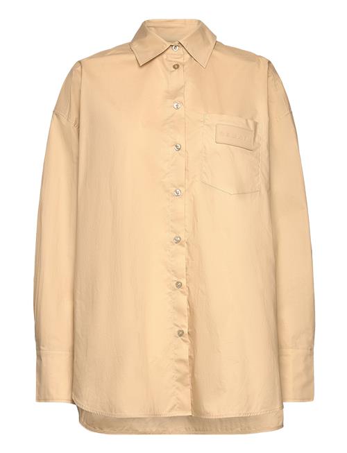 REMAIN Birger Christensen Cotton Poplin Pleated Back Shirt REMAIN Birger Christensen Beige