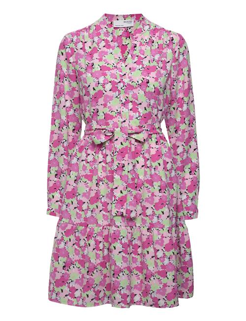 Slfmivi Ls Short Aop Dress B Noos Selected Pink