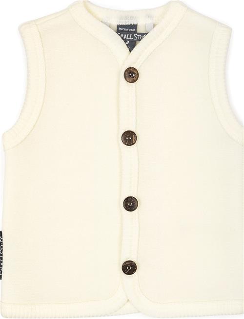 Vest, Merino Wool W. Buttons, Offwhite Smallstuff Cream