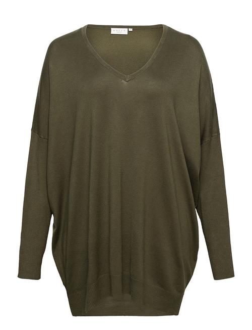 Se Kaffe Curve Kcmachi Knit Pullover Kaffe Curve Khaki ved Booztlet