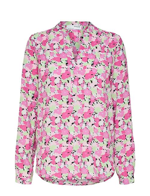 Selected Femme Slfmivi Ls Aop Top B Selected Femme Pink