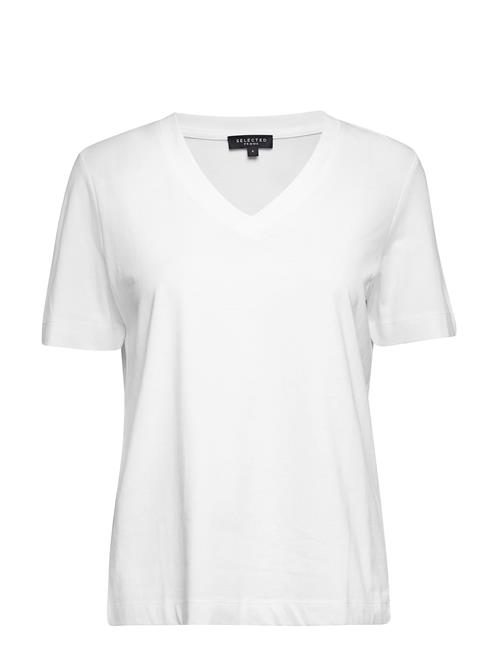 Se Selected Femme Slfstandards V-Neck Tee Selected Femme White ved Booztlet