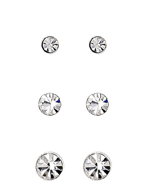 Se Pilgrim Millie Crystal Earrings, 3-In-1 Set Pilgrim Silver ved Booztlet