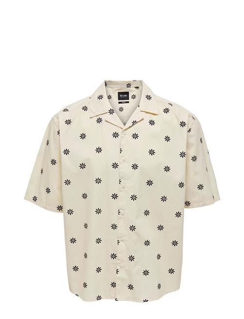 ONLY & SONS Onstie Rlx Washed Aop Ss Shirt ONLY & SONS Cream