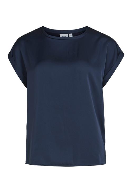 Viellette S/S Satin Top - Noos Vila Navy