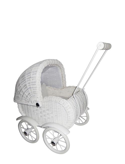 Se Magni Toys Dolls Wicker Pram, White Magni Toys White ved Booztlet