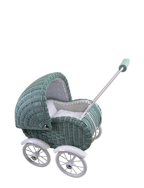 Se Magni Toys Doll Trolley, Small, Wicker Dusty Green Magni Toys Green ved Booztlet