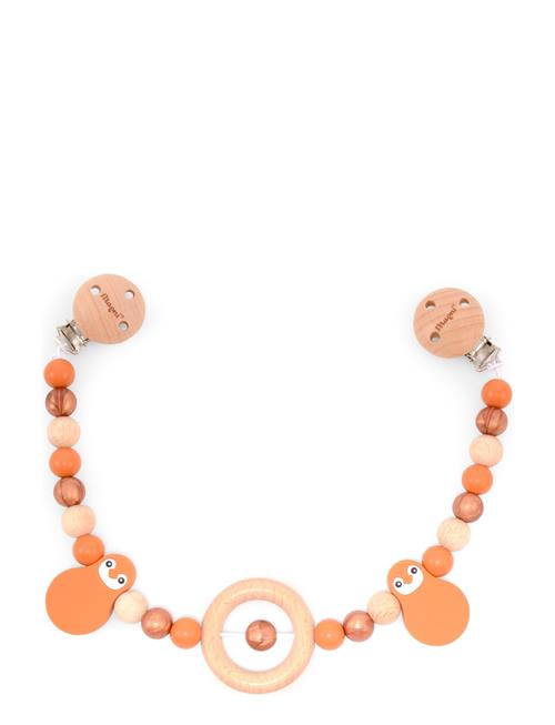 Magni Toys Pram Chain In Silic And Wood, In Copper/Sand Magni Toys Orange