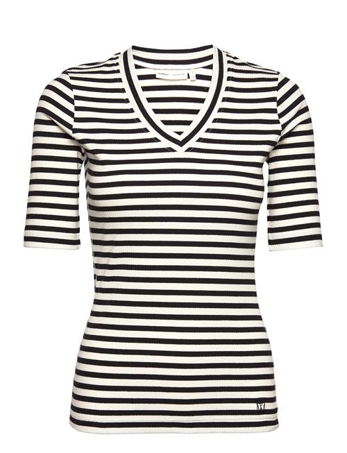 Dagnaiw Striped V T-Shirt InWear Patterned