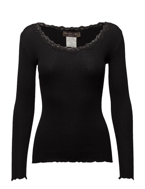 Rwbabette Silk Ls U-Neck Lace T-Shi Rosemunde Black