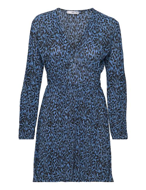 Mango Textured Floral-Pattern Dress Mango Blue