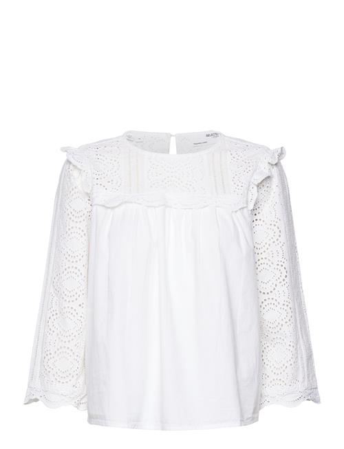 Selected Femme Slfviolette 3/4 Broderi Top B Selected Femme White