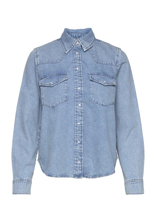 Mango Chest-Pocket Denim Shirt Mango Blue