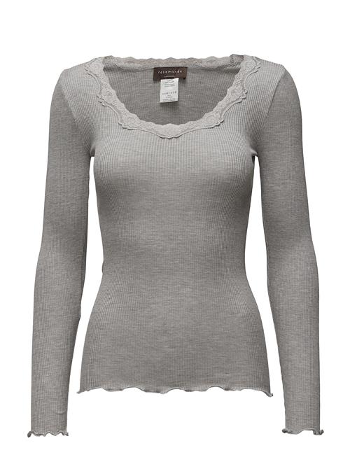 Rosemunde Rwbabette Ls U-Neck Lace T-Shirt Rosemunde Grey