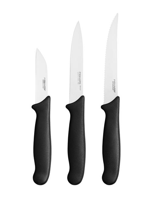 Se Fiskars Essential Vegetable Knife Set 3Pcs Fiskars Black ved Booztlet