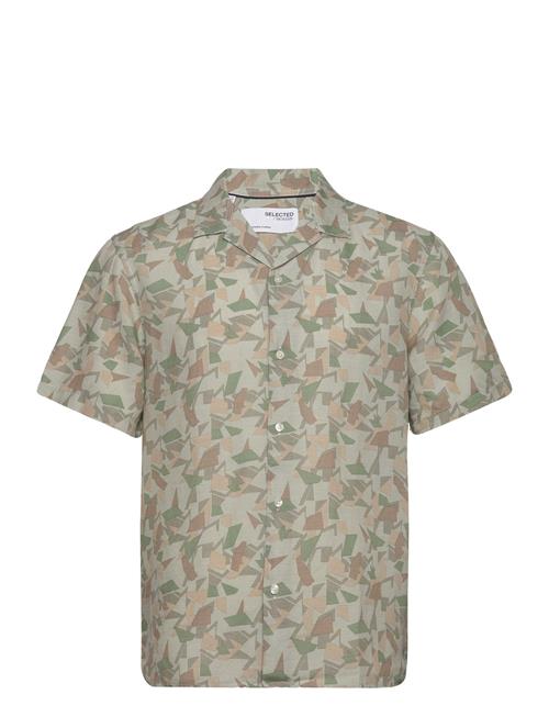 Slhrelax-Geo-Linen Shirt Ss Aop B Selected Khaki