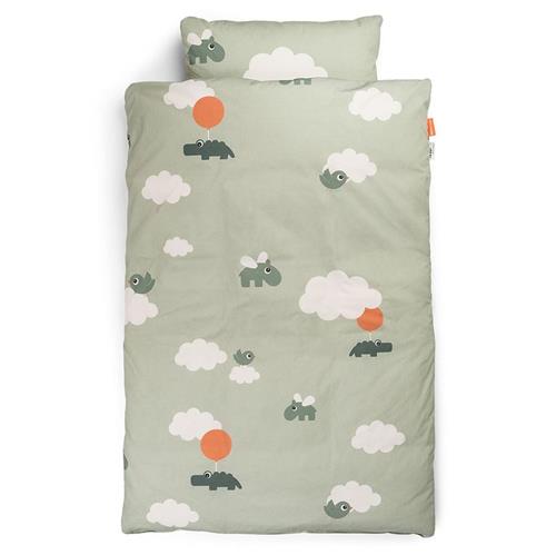 Se Done by Deer SE GOTS Happy Clouds 100 x 130 / 38 x 55 cm Junior Sengetøj Sæt Grøn | Grønn | 0 ved Babyshop