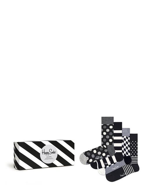 Happy Socks 4-Pack Classic Black & White Socks Gift Set Happy Socks Black