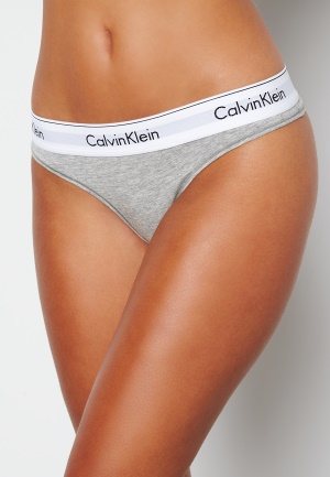 Se Calvin Klein CK Cotton Thong 020 Grey Heather XS ved Bubbleroom