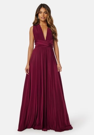 Se Goddiva Multi Tie Maxi Dress Berry L (UK14) ved Bubbleroom