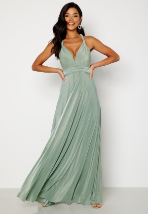 Se Goddiva Multi Tie Maxi Dress Dark Sage XS (UK8) ved Bubbleroom