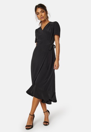 Se John Zack Short Sleeve Wrap Dress Black L (UK14) ved Bubbleroom