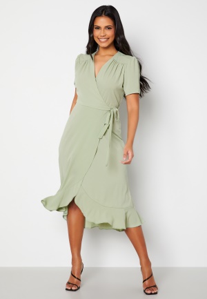 Se John Zack Short Sleeve Wrap Dress Sage Green M (UK12) ved Bubbleroom